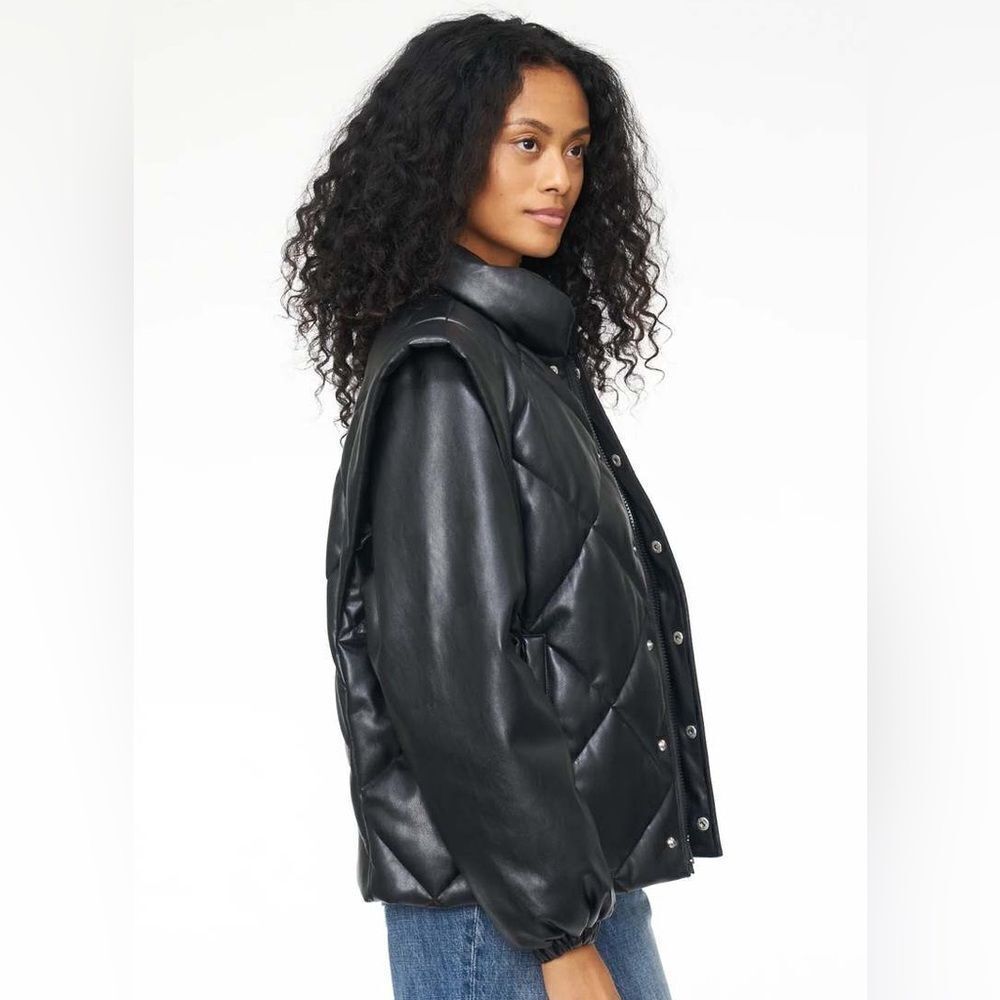 Pistola Calista Faux Leatherher Puffy Jacket withh t sleeves